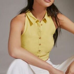 Anthropologie Pilcro Yellow Sleeveless Halter Top Size 10